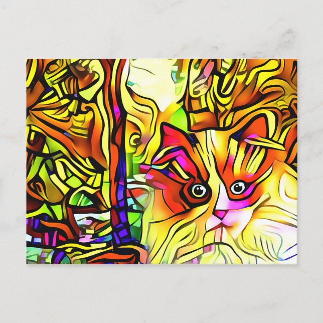 Funny Abstrakt Cat Graffiti Cartoon Postkarte (Vorderseite)