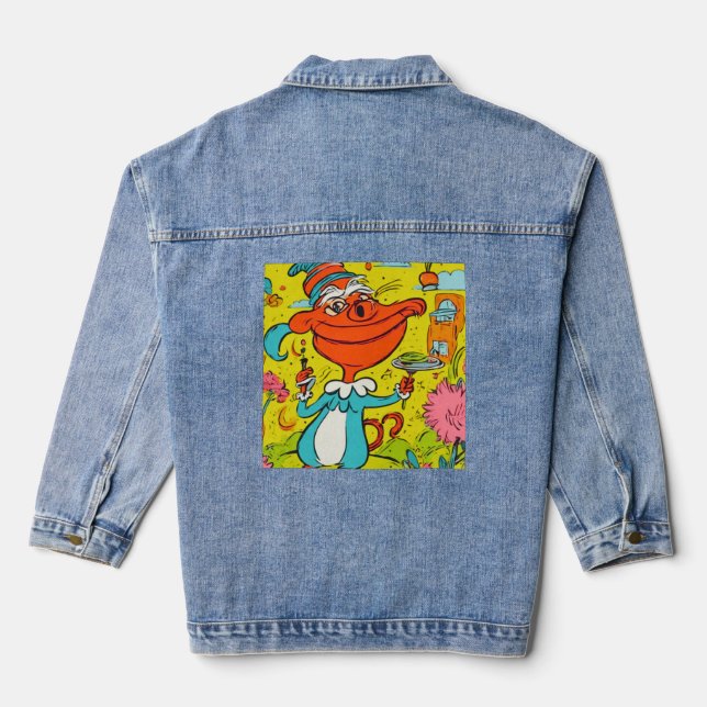 Funny Abstrakt Crocodile Jeansjacke (Rückseite)