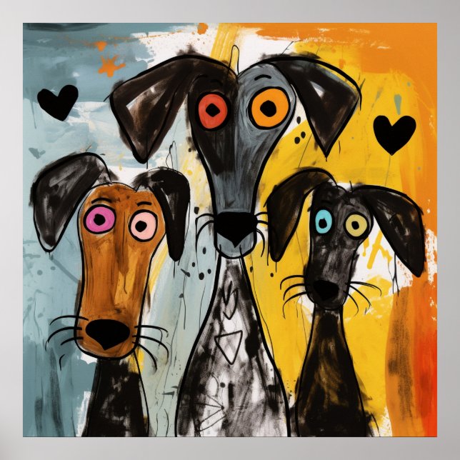 Funny Abstrakt Hunde Poster (Vorne)