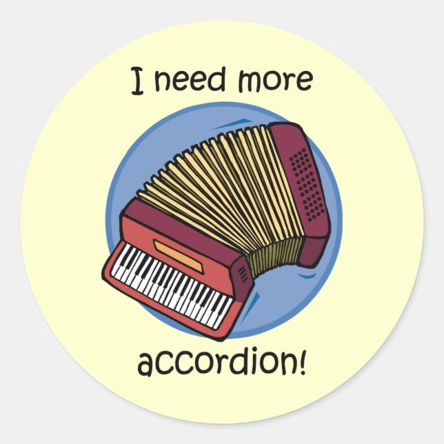 Funny accordion runder aufkleber (Vorderseite)