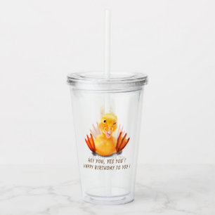 Funny Acrylic Tumbler Happy Birthday Yellow Duck Acryltrinkbecher
