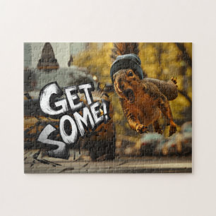 Funny Action Eichhörnchen Jigsaw Puzzle "Get some"