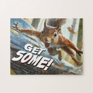 Funny Action Eichhörnchen Jigsaw Puzzle "Get some"