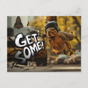 Funny Action Eichhörnchen Postcard "Get some" Postkarte