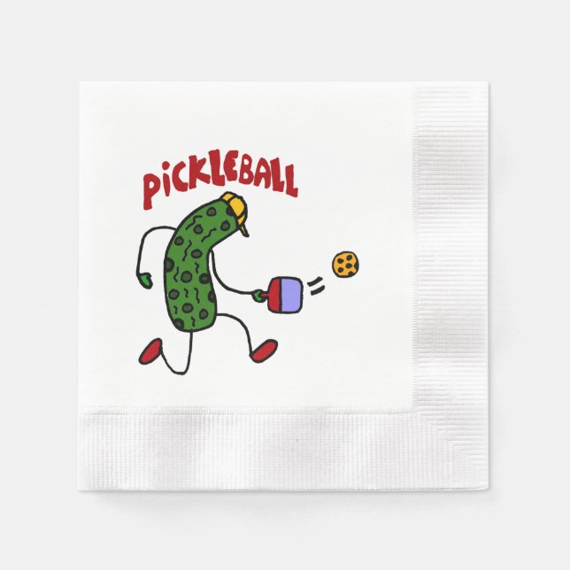 Funny Action Pickle Pickall Pickleball Cartoon Serviette (Vorderseite)