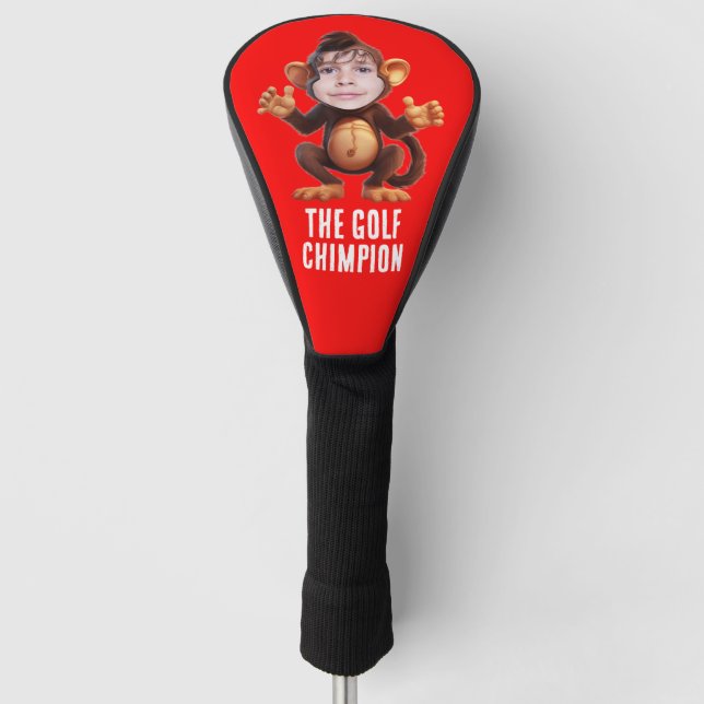 Funny ADD IHR GESICHT Pun Champion Monkey Chimp Golf Headcover (Vorderseite)