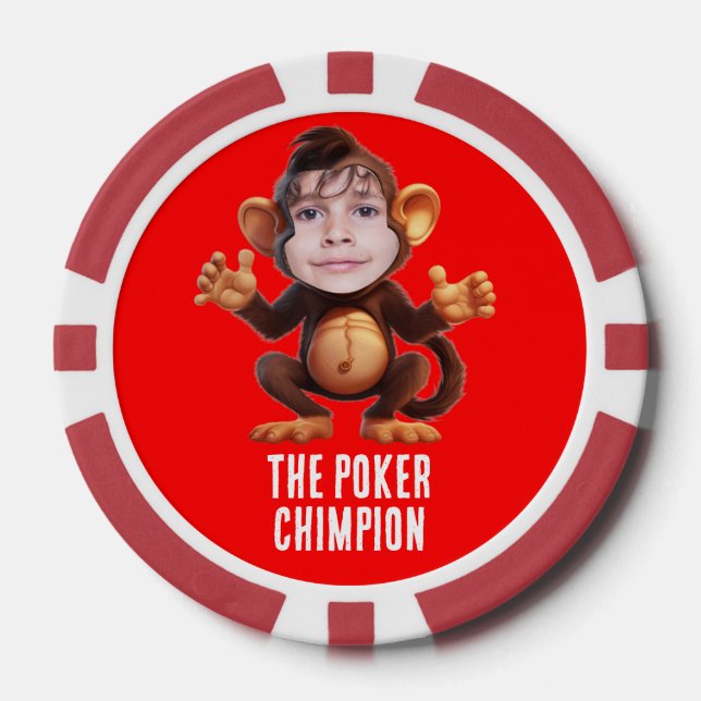 Funny ADD IHR GESICHT Pun Champion Monkey Chimp Pokerchips (Vorderseite)