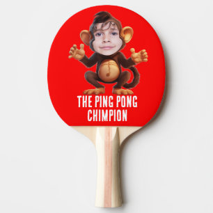 Funny ADD IHR GESICHT Pun Champion Monkey Chimp Tischtennis Schläger