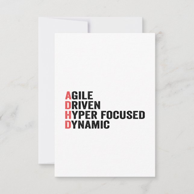 Funny Adhd Agile Driven Hyper Focused Dynamic Gift Dankeskarte (Vorderseite)