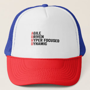 Funny Adhd Agile Driven Hyper Focused Dynamic Gift Truckerkappe