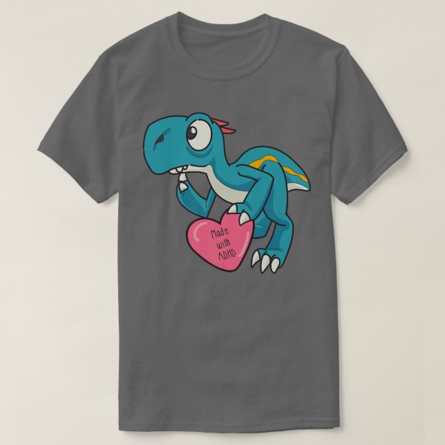 Funny ADHD Blue Dinosaur Premium T-Shirt (Design vorne)