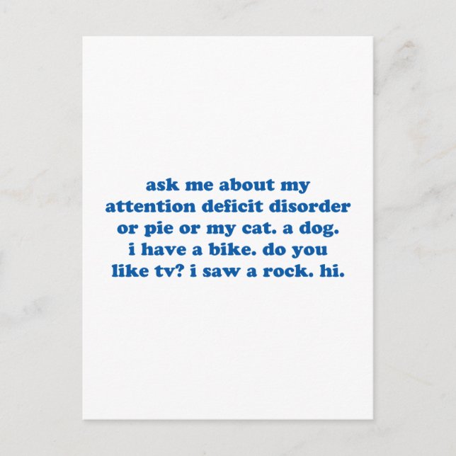 Funny ADHD Quote - Blue Print Postkarte (Vorderseite)