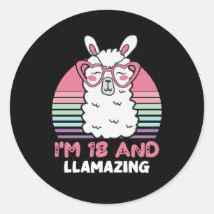 Funny Adorable Llama 18. Geburtstagsgeschenk für F Runder Aufkleber