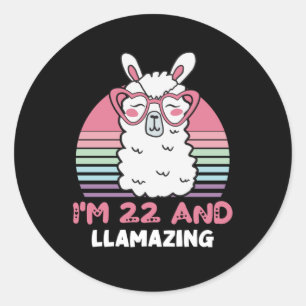 Funny Adorable Llama 22. Geburtstagsgeschenk für F Runder Aufkleber