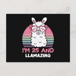 Funny Adorable Llama 25. Geburtstagsgeschenk für F Postkarte
