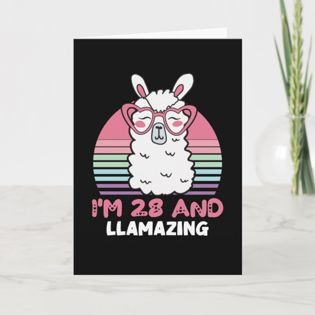 Funny Adorable Llama 28. Geburtstagsgeschenk für F Karte (Vorderseite)