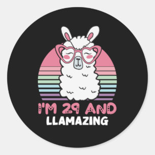 Funny Adorable Llama 29. Geburtstagsgeschenk für F Runder Aufkleber