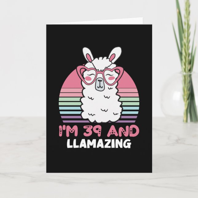 Funny Adorable Llama 39. Geburtstagsgeschenk für F Karte (Vorderseite)