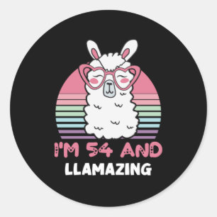 Funny Adorable Llama 54. Geburtstagsgeschenk für F Runder Aufkleber