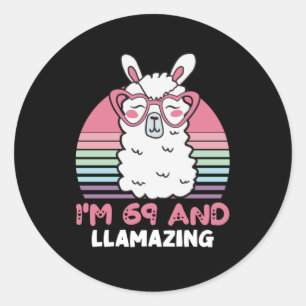 Funny Adorable Llama 69. Geburtstagsgeschenk für F Runder Aufkleber