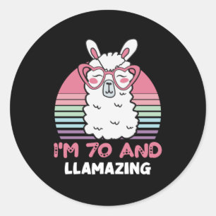 Funny Adorable Llama 70. Geburtstagsgeschenk für F Runder Aufkleber