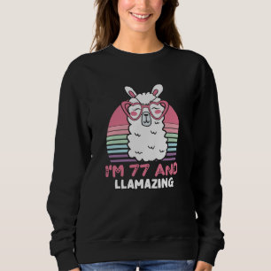 Funny Adorable Llama 77. Geburtstagsgeschenk für F Sweatshirt