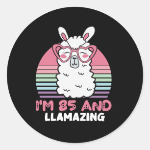 Funny Adorable Llama 85. Geburtstagsgeschenk für F Runder Aufkleber
