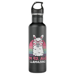 Funny Adorable Llama 92. Geburtstagsgeschenk für F Edelstahlflasche
