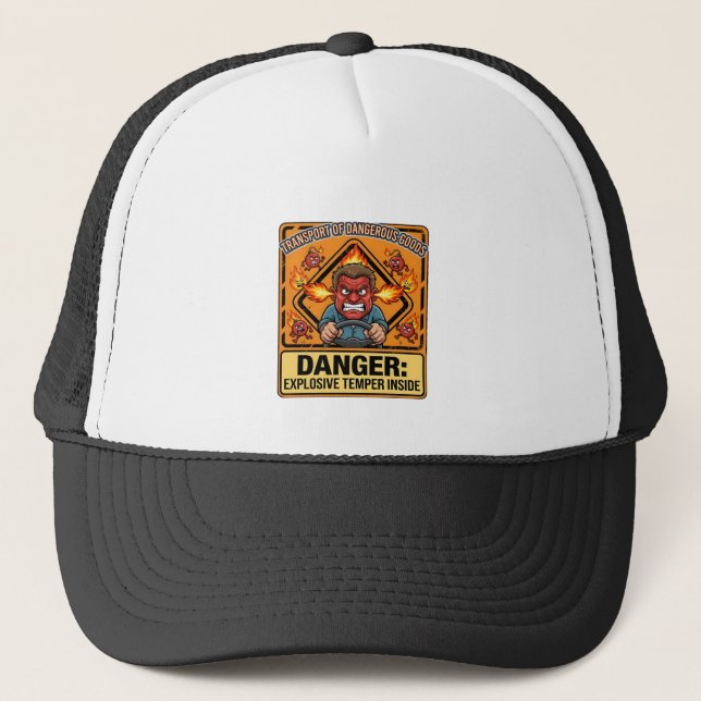 Funny ADR Trucker T-shirt, Explosive Temper Truckerkappe (Vorderseite)