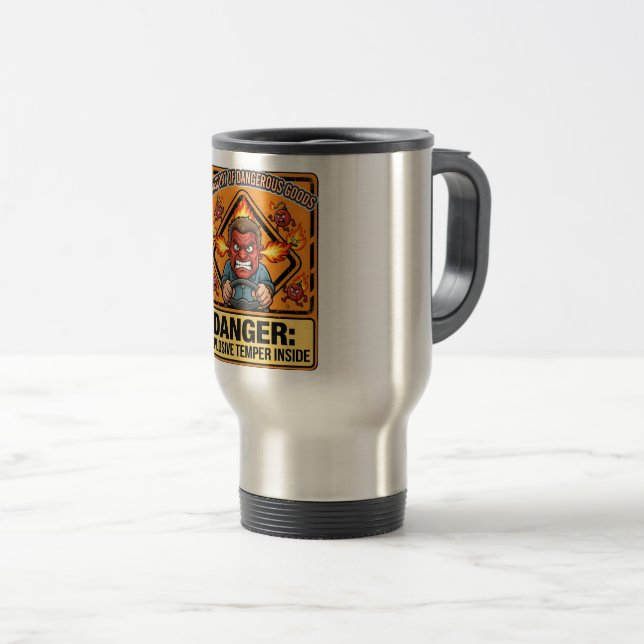 Funny ADR Trucker Thermos Mug | Explosive Temper Reisebecher (VorderseiteRechts)