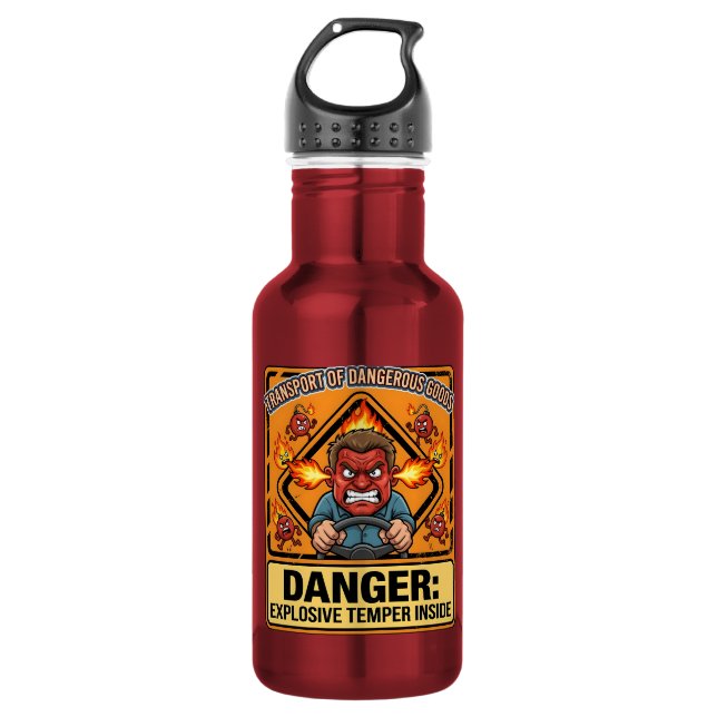 Funny ADR Trucker water bottle | Explosive Temper Edelstahlflasche (Vorderseite)