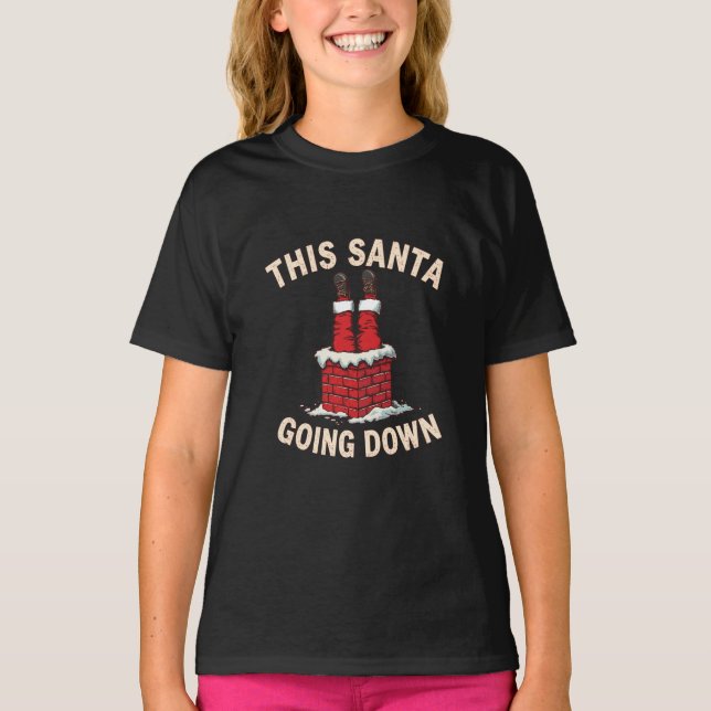 Funny Adult Santa Loves Going Down Christmas Humor T-Shirt (Vorderseite)