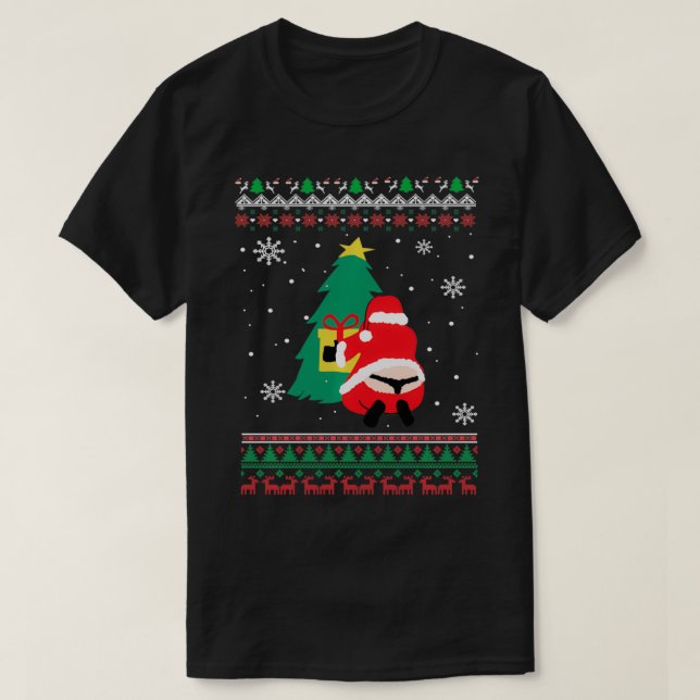 Funny Adult Santa's Whale Schwanz Thongs Ugly Chri T-Shirt (Design vorne)