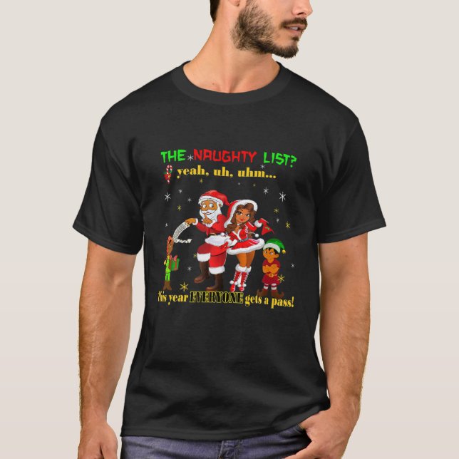 Funny Adult Thema Weihnachten Naughty Weihnachtsma T-Shirt (Vorderseite)