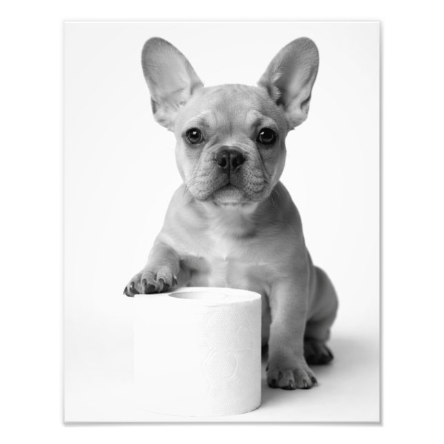 Funny Aesthetic French Bulldog Toilet Paper Photo Fotodruck (Vorne)