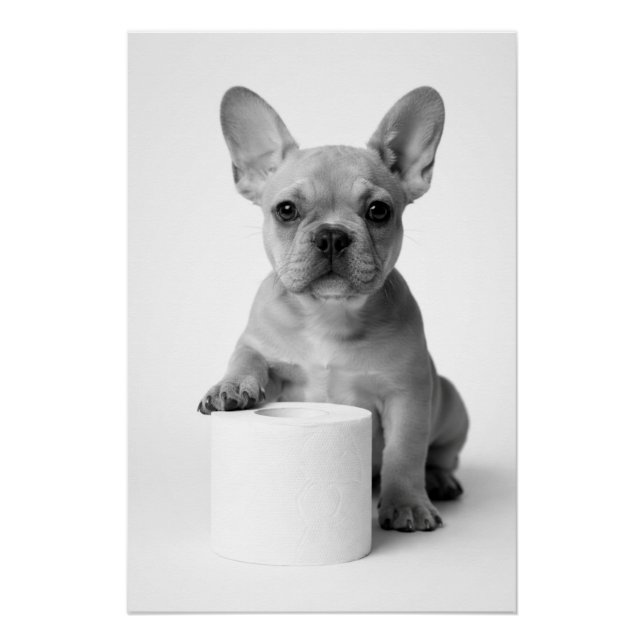 Funny Aesthetic French Bulldog Toilet Paper Photo Poster (Vorderseite)