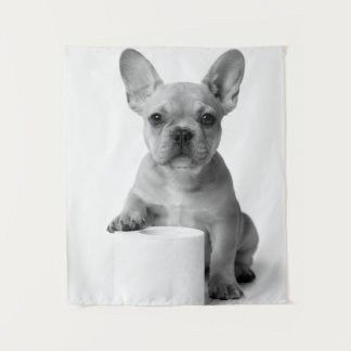 Funny Aesthetic French Bulldog Toilet Paper Photo Wandteppich