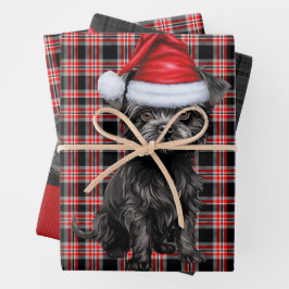 Funny Affenpinscher Weihnachtsgeburt Kariert Geschenkpapier Set