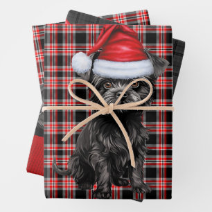 Funny Affenpinscher Weihnachtsgeburt Kariert Geschenkpapier Set