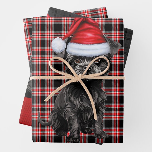 Funny Affenpinscher Weihnachtsgeburt Kariert Geschenkpapier Set (Beispiel)