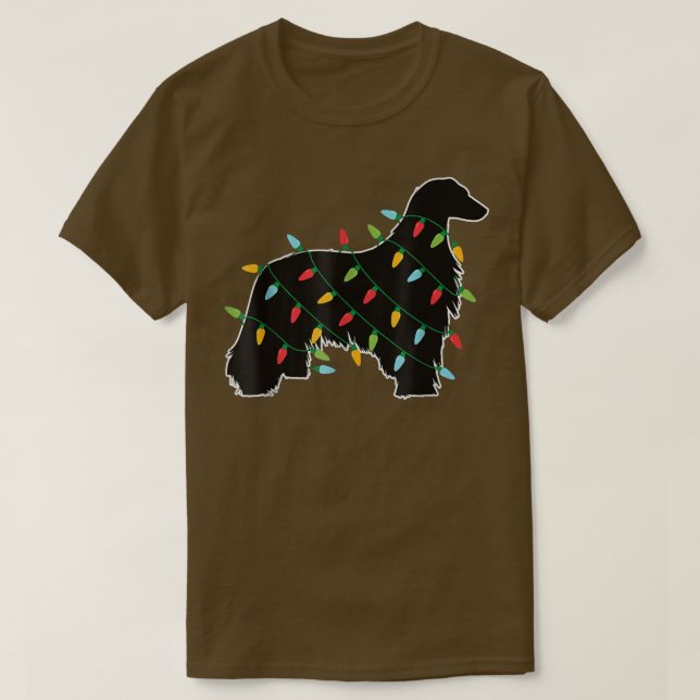 Funny Afghan Greyhound Dog Tree Christmas Lights X T-Shirt (Design vorne)