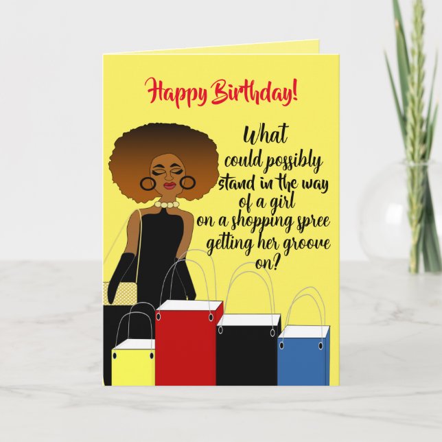 Funny African American Female Birthday Card Dankeskarte (Vorderseite)