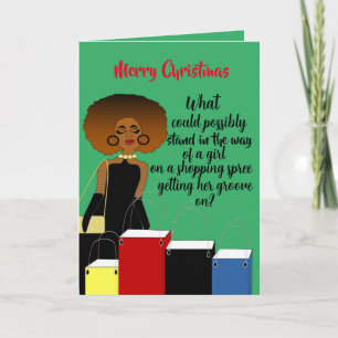 Funny African American Female Frohe Weihnachtskart Dankeskarte