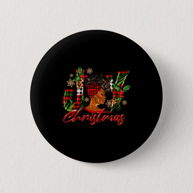Funny African American Joy Christmas Black Woman A Button (Vorderseite)