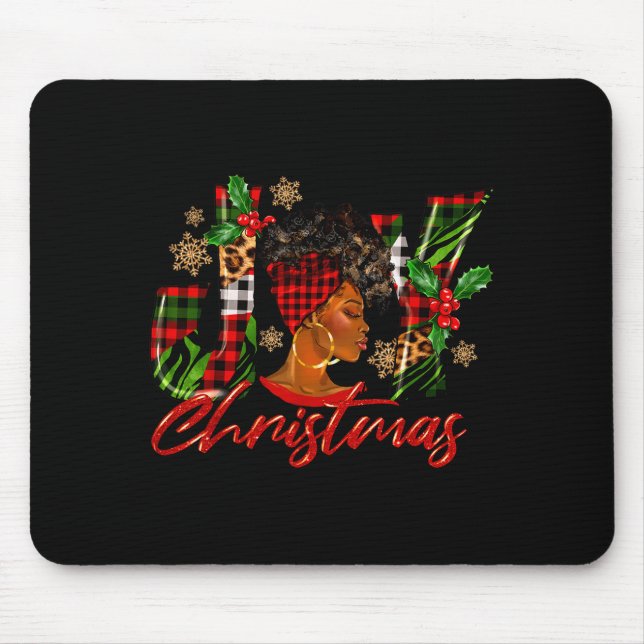 Funny African American Joy Christmas Black Woman A Mousepad (Vorne)