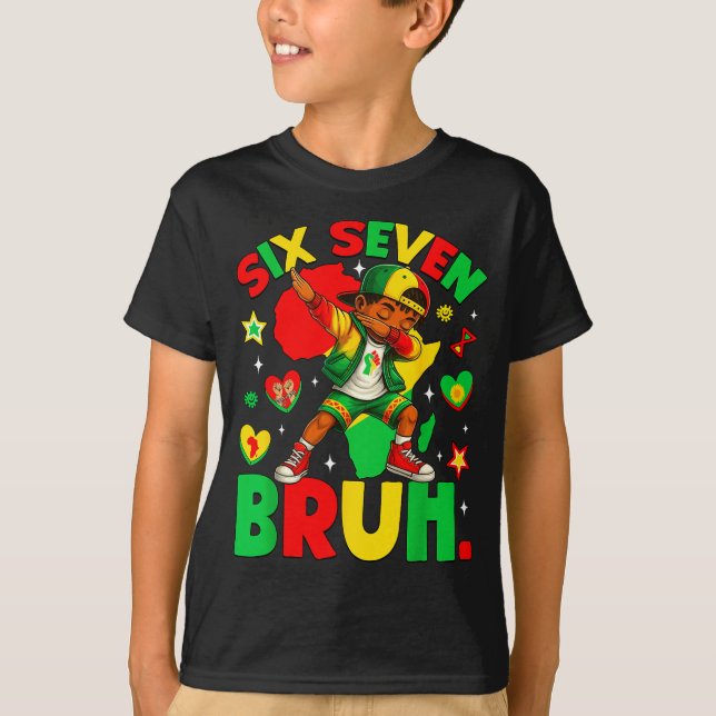 Funny African Black Dabbing Bruh Seven History Ame T-Shirt (Vorderseite)
