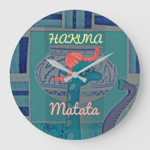 Funny African Giraffe Print Große Wanduhr