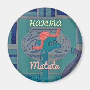 Funny African Giraffe Print Magnet