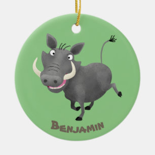 Funny african warthog pig cartoon illustration keramik ornament