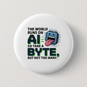 Funny AI Byte Quote - Tech Geek Spaß Button